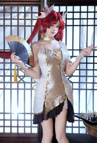 Onmyoji Arena Shiranui Cosplay Costume Strapless Dress and Shawl with Hair Accessory