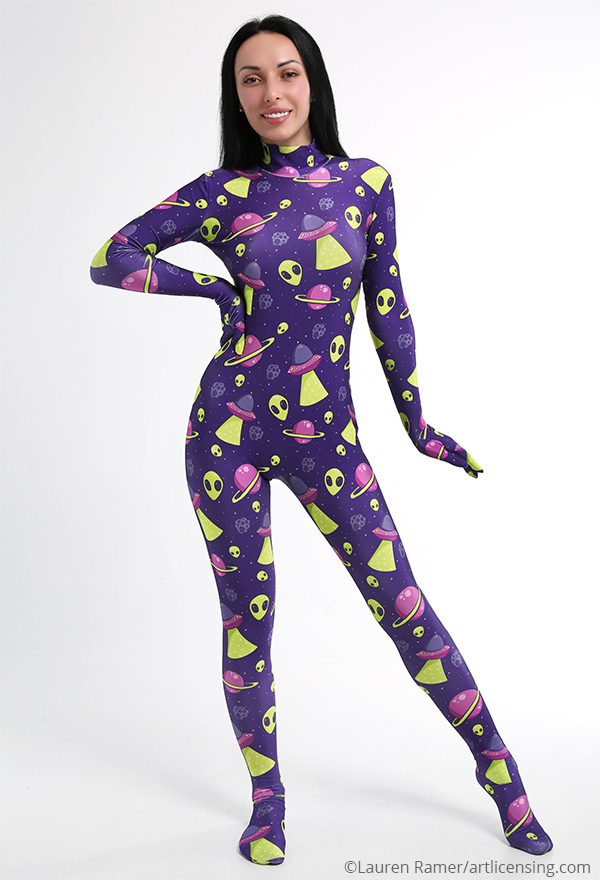 Alien Space Pattern Full Bodysuit Costume - Women Printed Skin