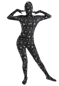 Women Halloween Bat Pattern Printed Full Bodysuit Costume Skin Suit Adults Catsuit Cosplay Costume Outfits