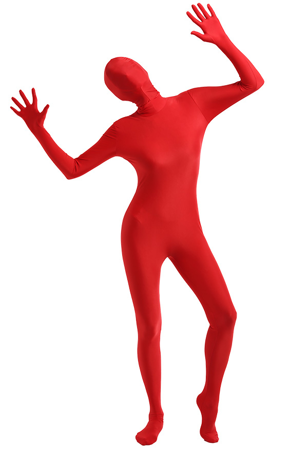 Combinaison de Déguisement Halloween Zentai pour Adultes avec Impression de la Couleur Unie