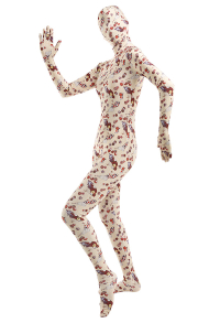Women Traditional Japanese Hand Fans Pattern Printed Full Bodysuit Costume Skin Suit Adults Catsuit Cosplay Costume Outfits