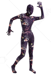 Combinaison Halloween Zentai pour Adultes avec Impression des Pavillons Traditionnels Japonais