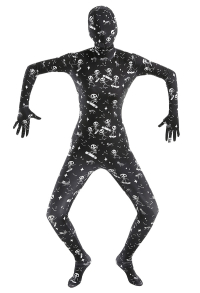 Women Halloween Skateboard Skeleton Pattern Printed Full Bodysuit Costume Skin Suit Adults Catsuit Cosplay Costume Outfit