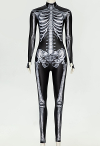   Cosplay Kostüm Halloween Skelett Bodysuit im dunklen Stil