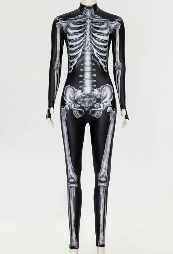 Cosplay Kostüm Halloween Skelett Bodysuit im dunklen Stil