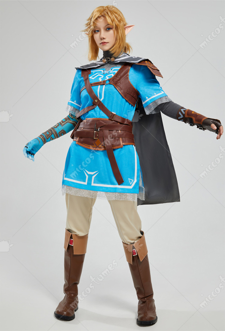 The Legend of Zelda: Tears of the Kingdom Link Cosplay Costume Top and Trousers with Cloak and Bags