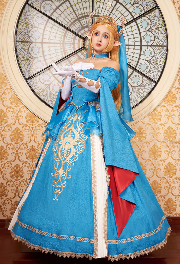 The Legend of Zelda: Breath of the Wild  Princesa Zelda de Estilo de Boda Costume de Cosplay de la Combinación con Velo