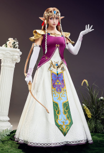 The Legend of Zelda Princesse Zelda Costume Cosplay Robe Gilet et jupon avec accessoires complets
