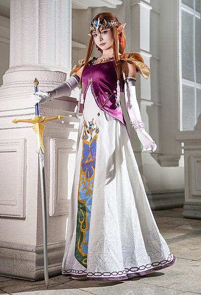 The Legend of Zelda Princess Zelda Cosplay Costume Dress Vest and Underskirt with Complete Accessory