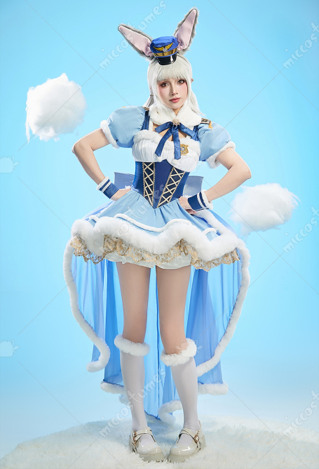 Judy Derivative Kawaii Lolita Dress Cosplay Winter Christmas Dress with Train and Hat