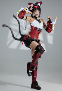 Zenless Zone Zero Nekomiya Mana Cosplay Costume Jumpsuit with Sleeve Leg Cover and Tail