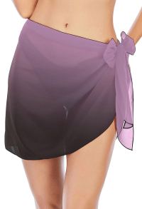 Beach Wrap Short Sarong Purple Black Gradient Pattern Chiffon Bikini Wraps