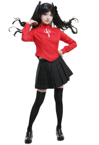 Bloody Rose Women Cross Print Long Sleeve Top and Skirt Cosplay Costume for Halloween
