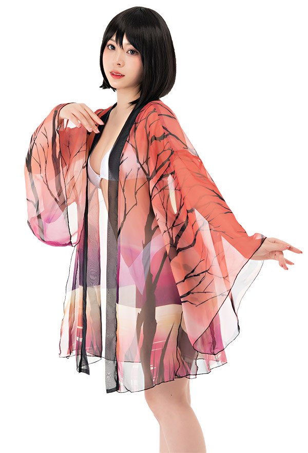 Mermaid Pattern Haori Cover-up - Summer Kimono Cardigan