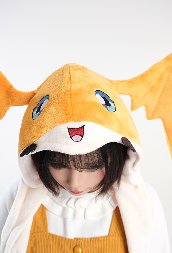 Patamon Derivative Kawaii Écharpe à Capuche avec Gants de Patte Écharpe à Capuche