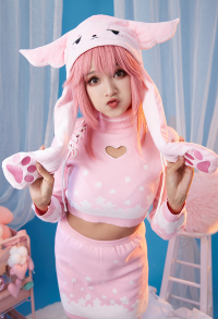 Yae Miko Derivative Soft Warm Hat with Ear Flaps Kawaii Pink Fox Cover Ears Hat