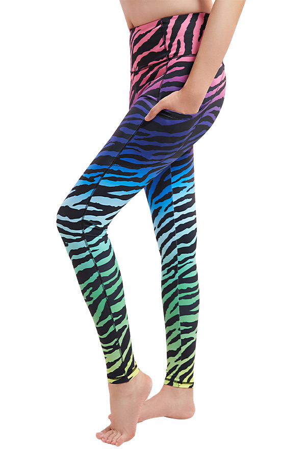 Miccostumes Damen Buntes Zebra Leggings Yoga Sports Fitness Hosen Sportbekleidung