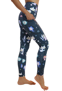 Miccostumes Women Leggings Witch Cat Prints Yoga Leggings Workout Sportswear