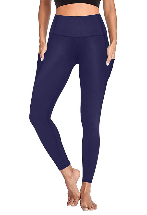 Miccostumes Women Leggings Navy Blue Yoga Leggings Workout Sportswear
