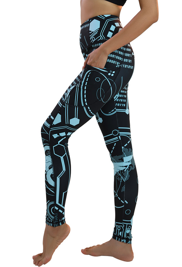 Miccostumes pour Femme Pantalon de Fitness Sport Yoga Motif Cyberpunk Leggings