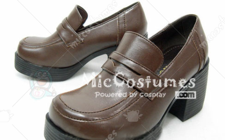 Middle Stacked Heels Platform Sole PU Japanese School Shoes