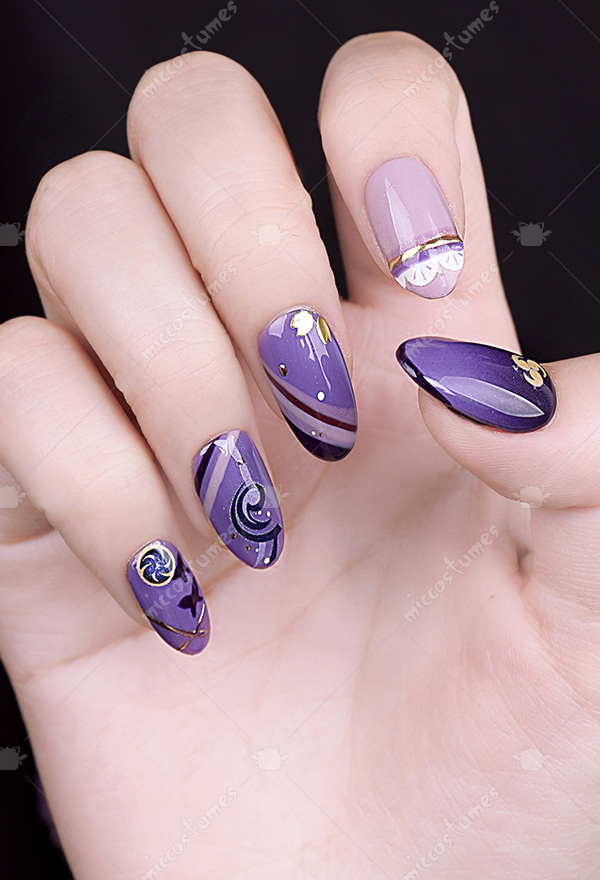 Raiden Shogun Derivative Press On False Nails Genshin Impact Cosplay