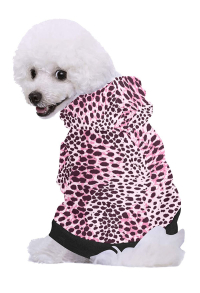 Personalized Small Dog Costume Cat Hoodie with Pink Leopard Pattern
