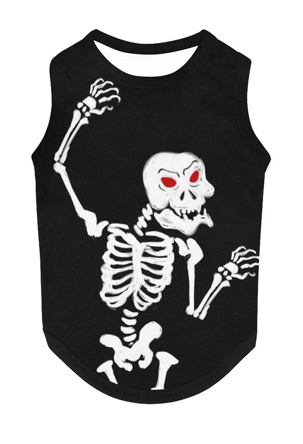 Cat Dog Costume Halloween Red-eye Skeleton Pattern Dog Clothes