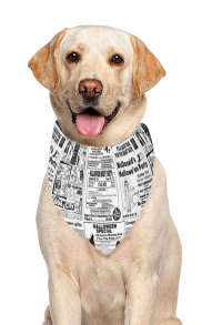 Halloween Personalized Cat Dog Bandana with Newspaper Pattern