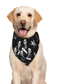 Halloween Personalized Cat Dog Bandana with Skeleton Ghost Pattern