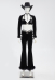 Cakuoyi Gothic Cowboy Style Pants Black Velvet Trousers Cut-out Flared Pants with Belt