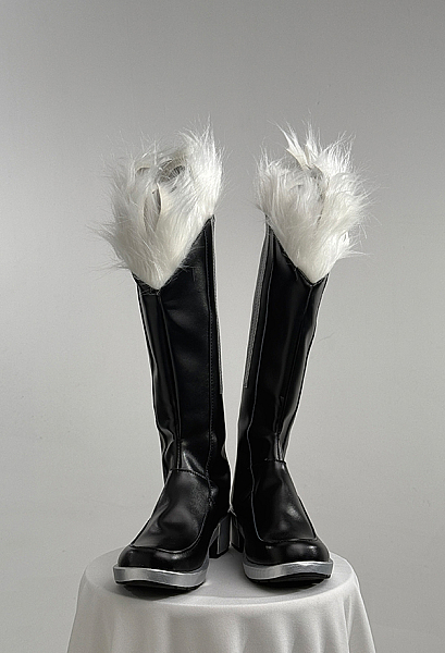Fortnite Black Cat Cosplay Shoes Black Long Boots