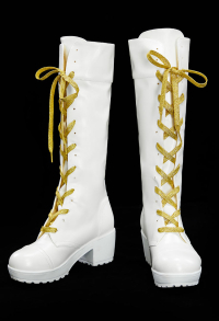 Kpop Slayers Leader Vocal Cosplay Shoes White Long Lace Up Boots