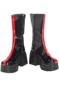 Kpop Slayers Purple Hair Leader Main Vocalist Cosplay Shoes Black and Red Thick-soled Boots