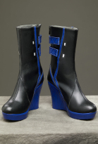 Rival Girl Luna Snow Cosplay Shoes Black Blue PU Heeled Boots