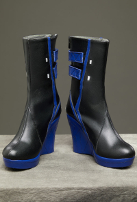 Rival Girl Luna Snow Cosplay Shoes Black Blue PU Heeled Boots