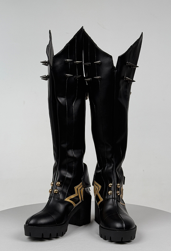 Rival Girl Super Heroine Sword Girl Cosplay Shoes Black Studded Boots