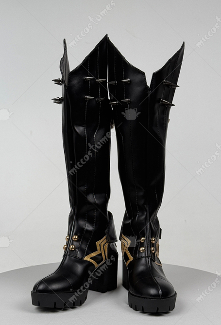 Rival Girl Super Heroine Sword Girl Cosplay Shoes Black Studded Boots