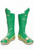 Rival Girl Super Heroine Cosplay Shoes Green Leather Boots
