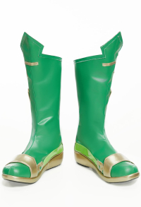 Rival Girl Super Heroine Cosplay Shoes Green Leather Boots