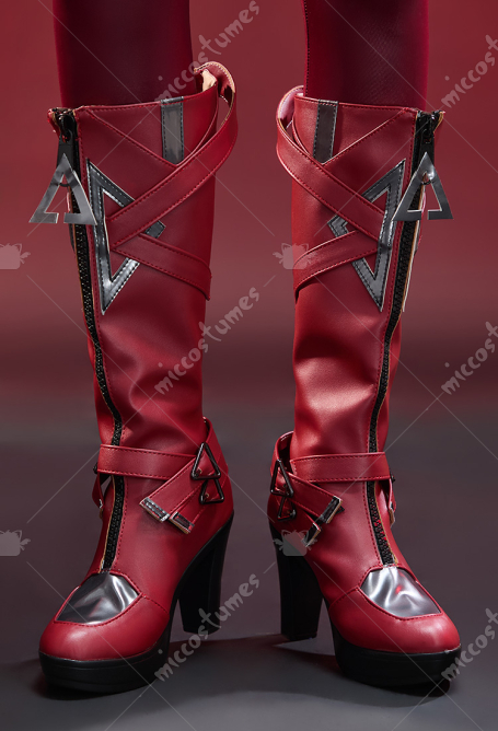 Rival Girl Witch Wanda Cosplay Shoes Red PU Leather High Heel Boots
