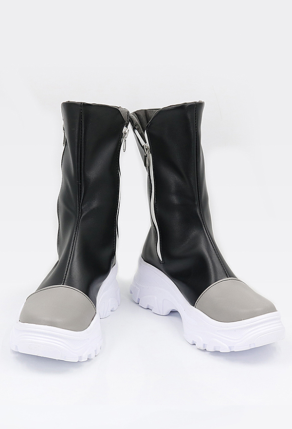 Penny Cosplay Shoes Short Black Grey Zipper Boots - PM Women Boots ...