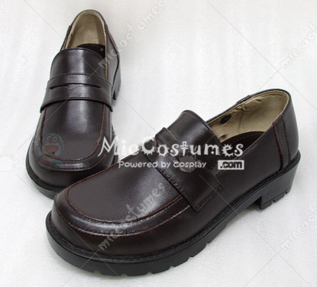 Square Toe Half Vamp Leather Japanese School Shoes