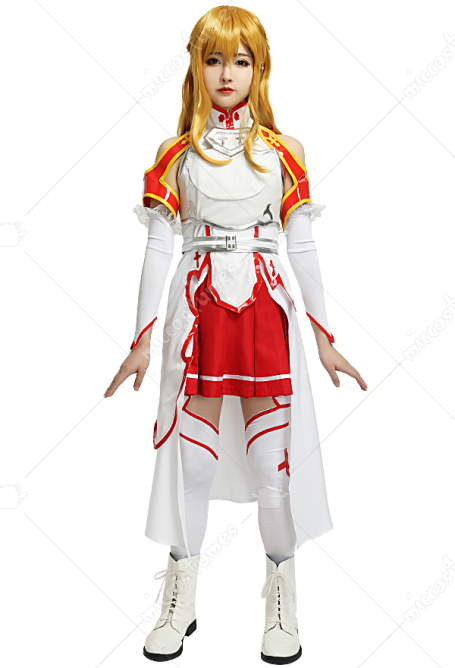 SAO SAO Asuna Yuuki Cosplay Costume Battle Suit Uniform