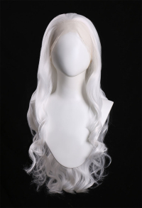 Fortnite Black Cat Cosplay Lace Wig White Big Wave Wig