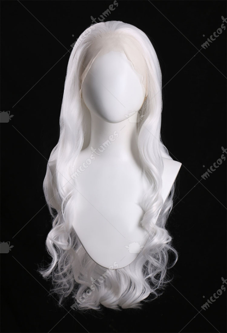 Fortnite Black Cat Cosplay Lace Wig White Big Wave Wig
