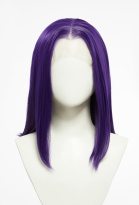 Super Heroine Raven Forehead Lace Cosplay Wig Purple Short Wig