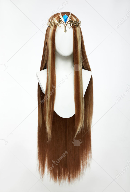 The Legend of Zelda Princess Zelda Cosplay Wig Front Lace Hand Tied Long Straight Brown Wig