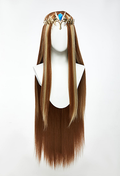 The Legend of Zelda Princess Zelda Cosplay Wig Front Lace Hand Tied Long Straight Brown Wig