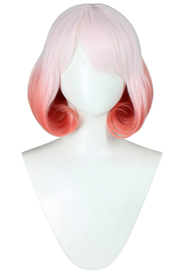 Astrum Design Maske Mädchen Luna Cosplay Perücke Weiß Rosa Farbverlauf Kurze Perücke